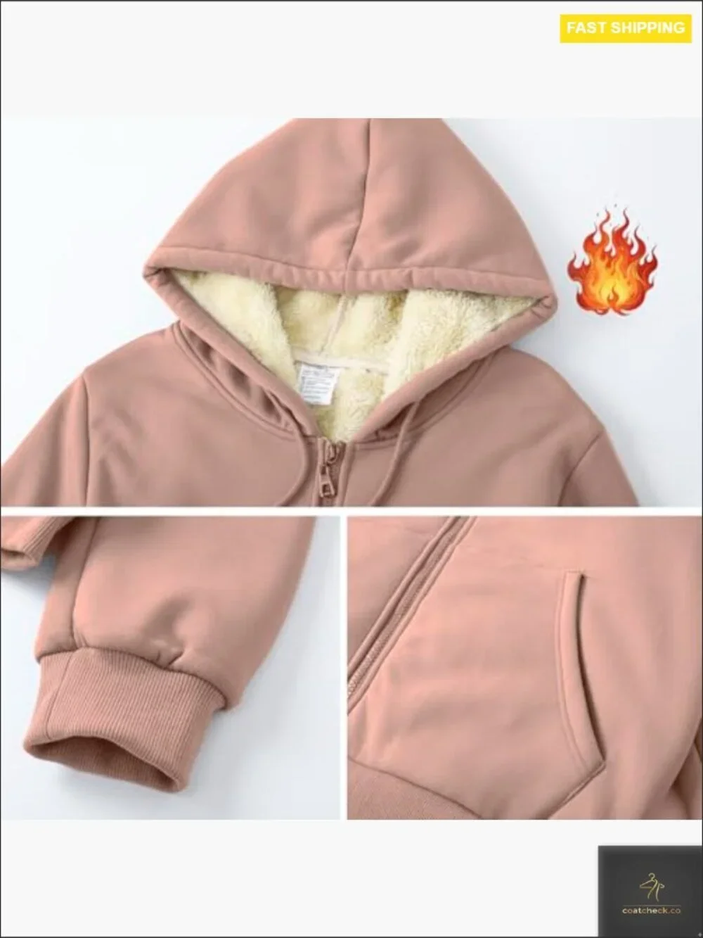 Full Zip Sherpa Lined Hoodie Ultra Warm Fleece Winter Jacket Cozy Thick